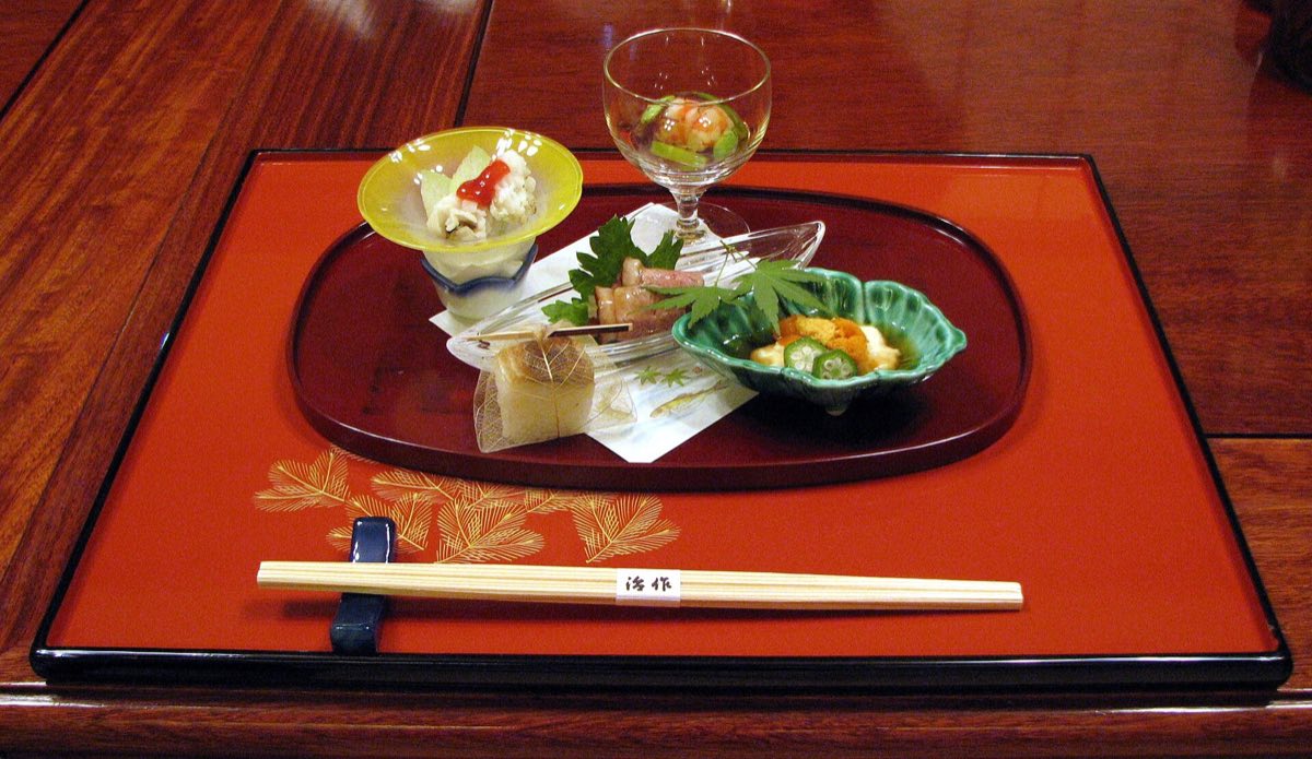 A kaiseki course at a Japanese restaurant